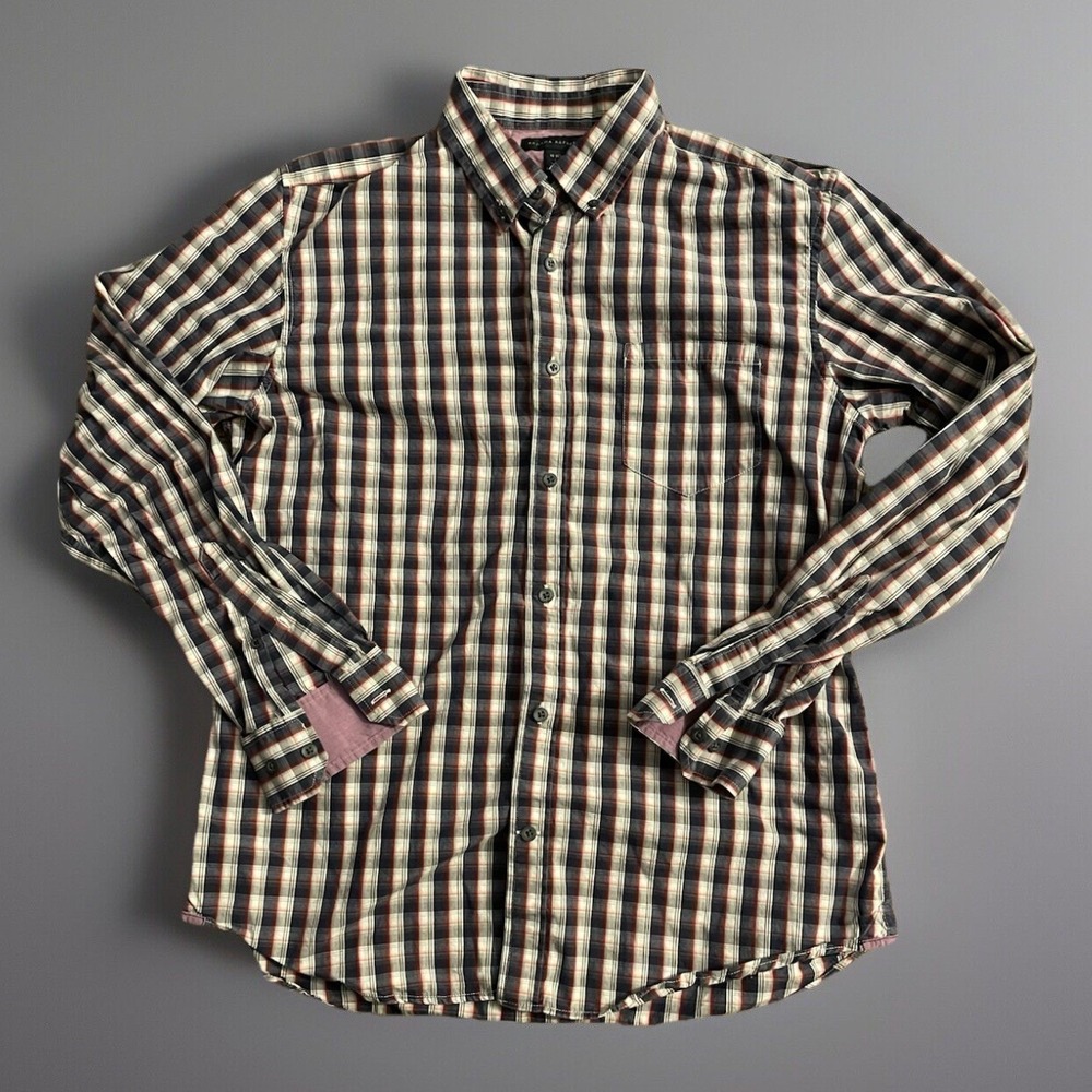 Banana Republic Long Sleeve Button Down Shirt Blue White Red Plaid Large JBHS - Picture 1 of 8